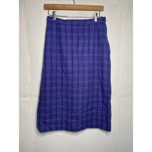 Vintage Pendleton Wool Midi Skirt Purple Plaid Size 10